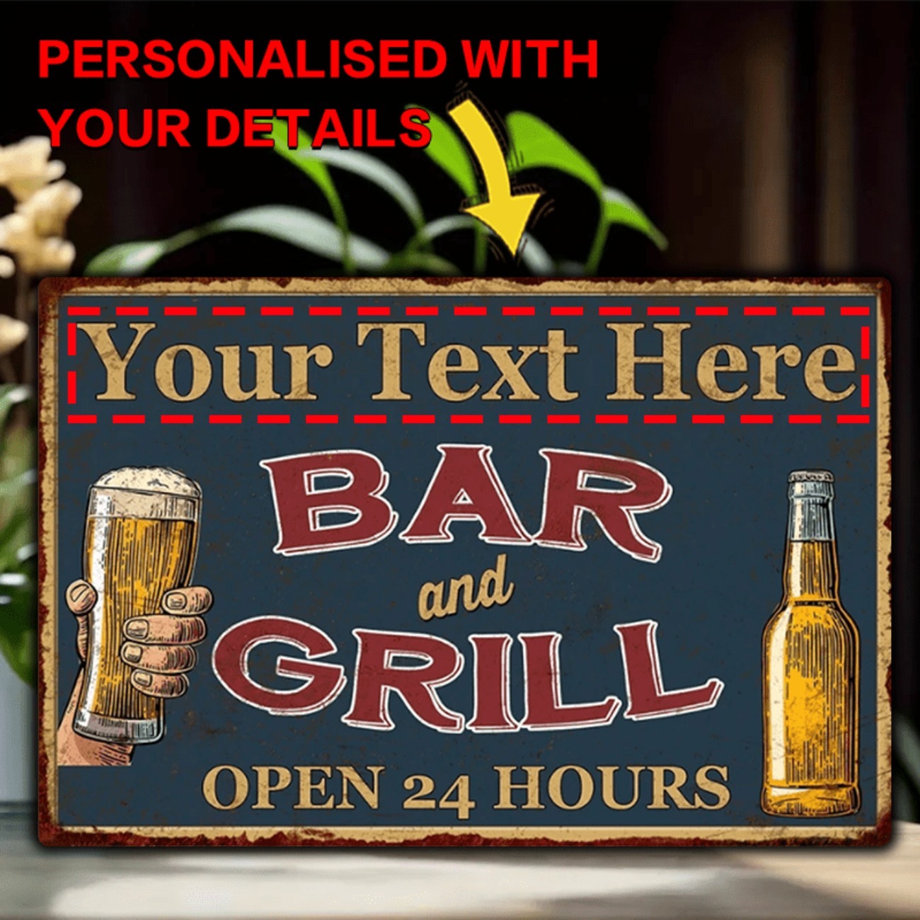 Home Bar Signs - Personalizowana aluminiowa tabliczka do baru i