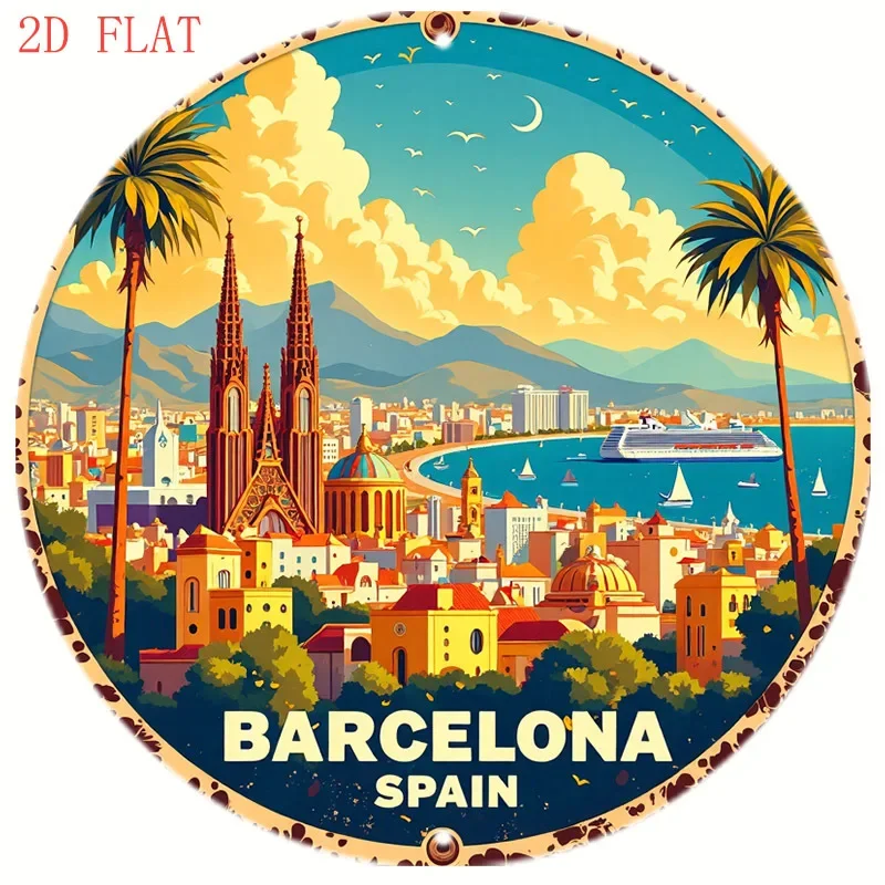 Okrągły metalowy szyld 2D z mo – Home Barcelona recenzja i cena