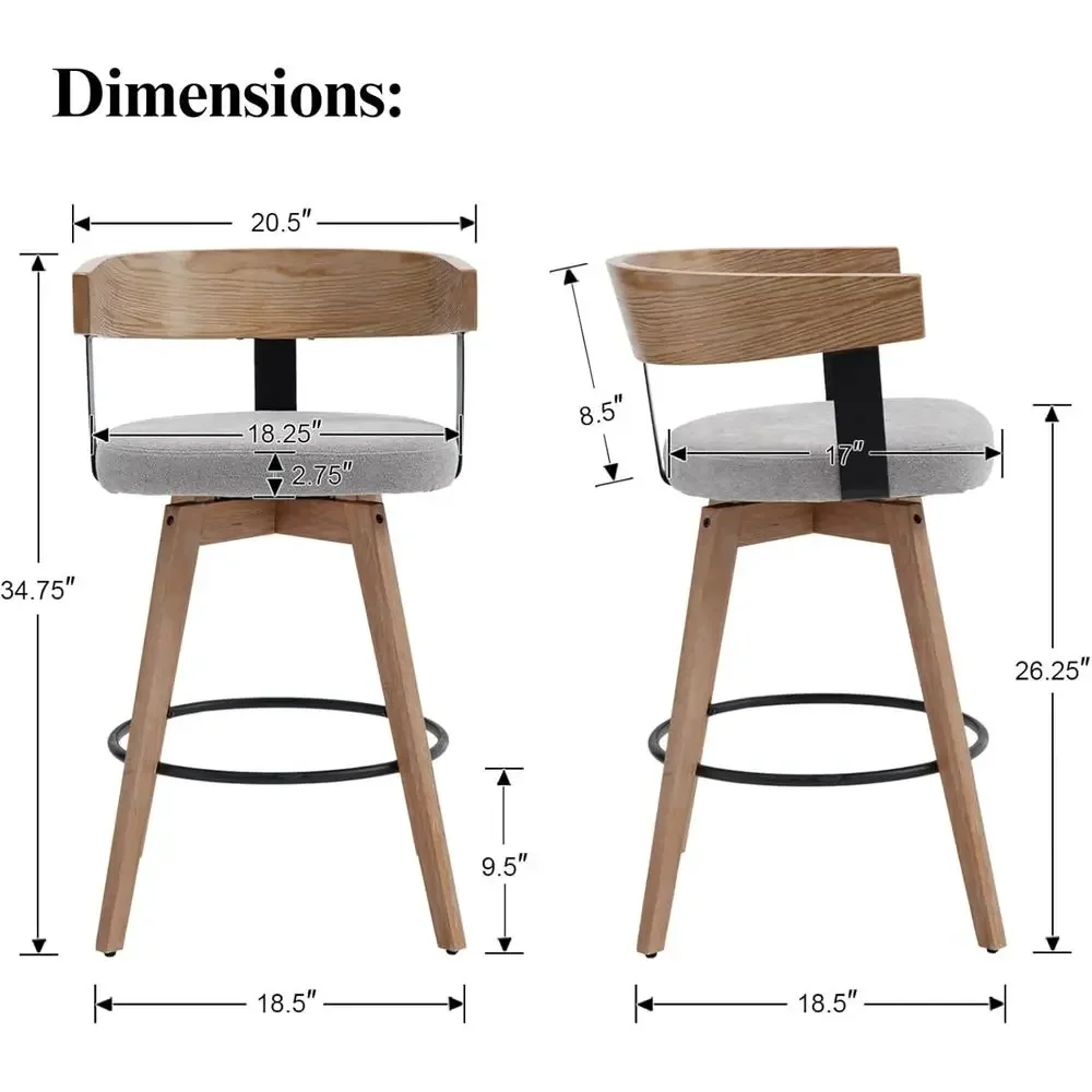 Zestaw 2 sztuk, 26 szarych, ln – Home Bar Stools recenzja i cena